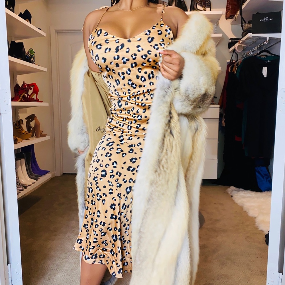 Satin Leopard midi